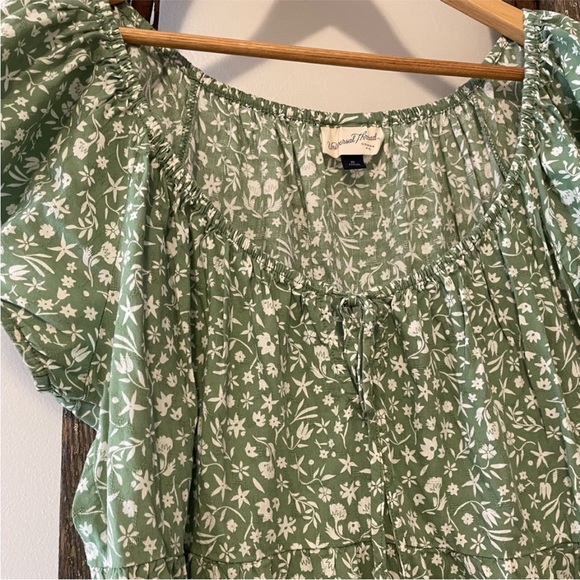 Universal Thread Light Green and White Floral Babydoll Cottagecore Mini Dress - Picture 3 of 7